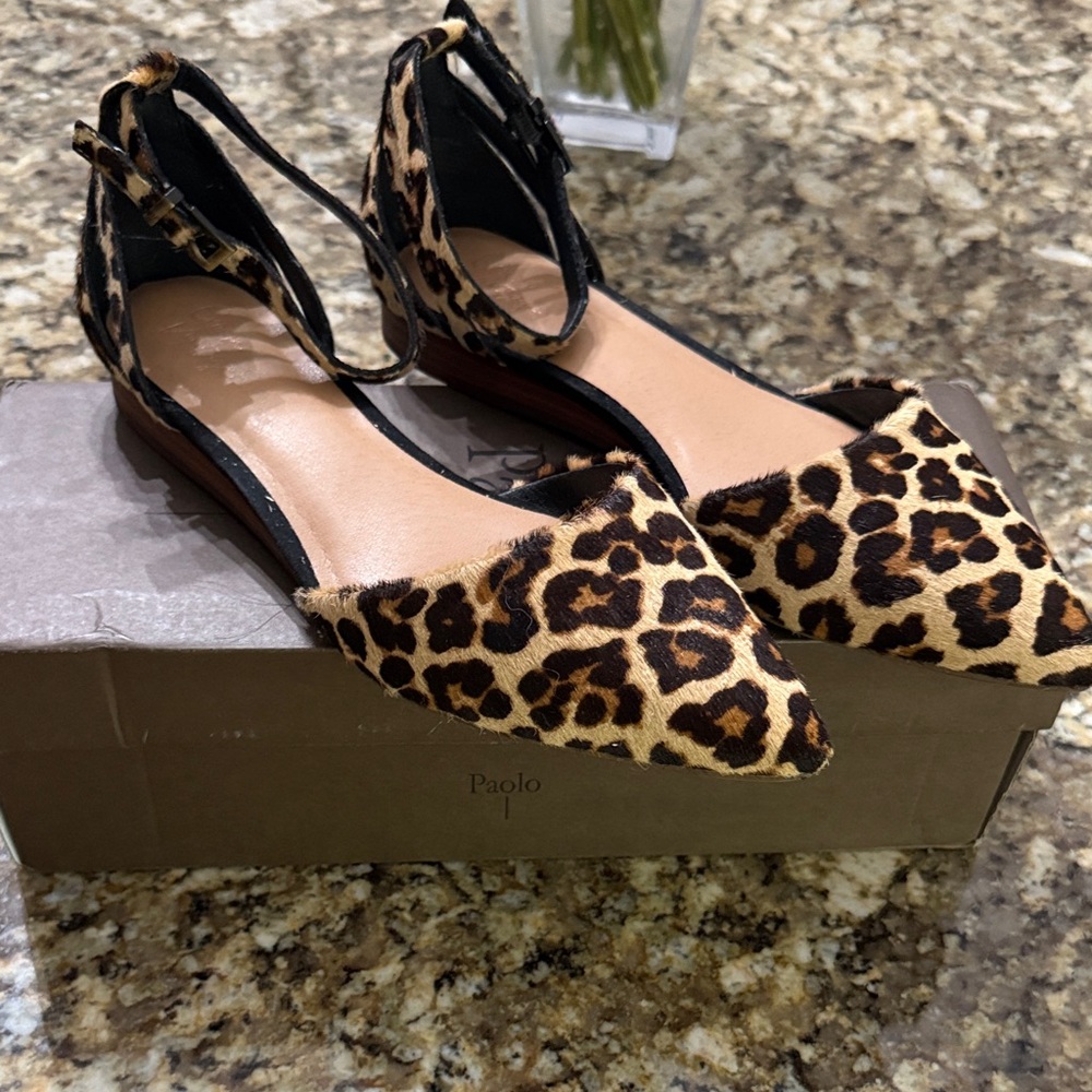 Paolo Brown Leopard Print Flats